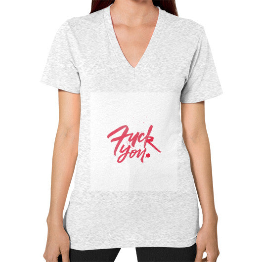 V-Neck (on woman) Ash grey - Fook You!