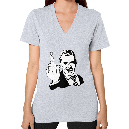 V-Neck (on woman) Heather grey - Fook You!