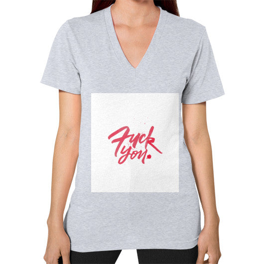 V-Neck (on woman) Heather grey - Fook You!