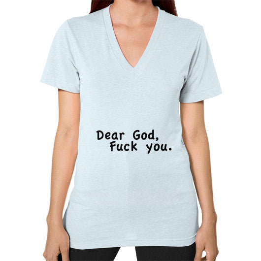 V-Neck (on woman) Light blue - Fook You!
