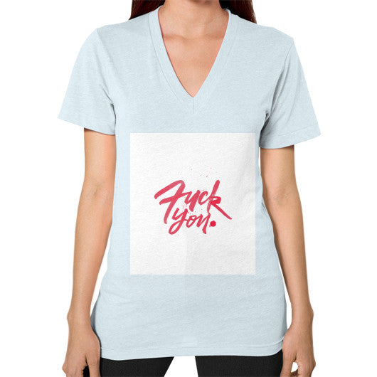 V-Neck (on woman) Light blue - Fook You!