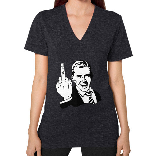 V-Neck (on woman) Tri-Blend Black - Fook You!