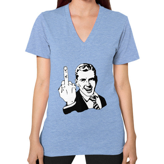 V-Neck (on woman) Tri-Blend Blue - Fook You!