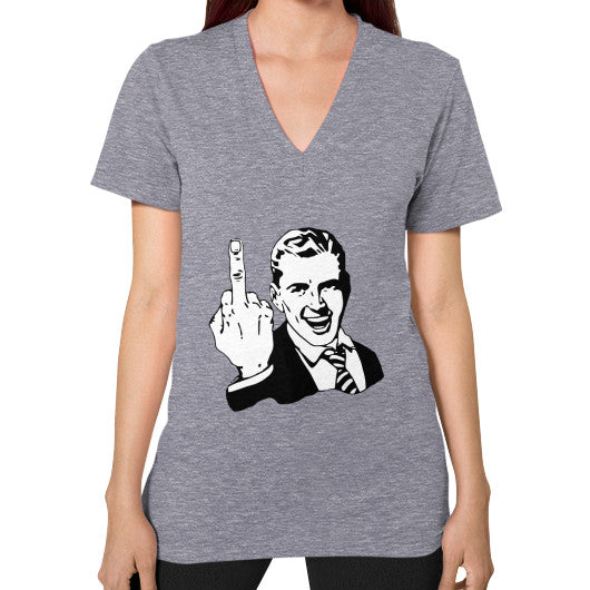V-Neck (on woman) Tri-Blend Grey - Fook You!