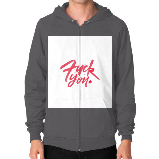 Zip Hoodie (on man) Asphalt - Fook You!