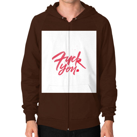 Zip Hoodie (on man) Brown - Fook You!
