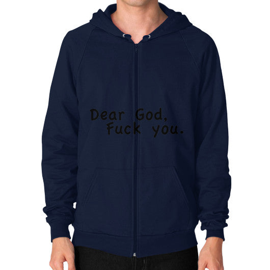 Zip Hoodie (on man) Navy - Fook You!