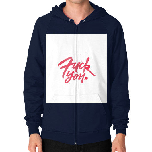 Zip Hoodie (on man) Navy - Fook You!