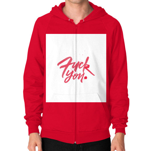Zip Hoodie (on man) Red - Fook You!