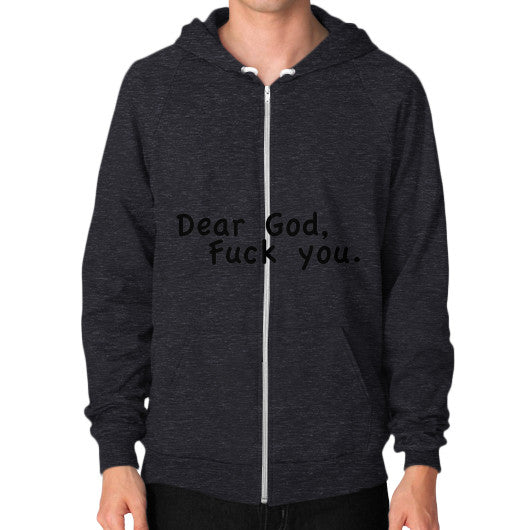 Zip Hoodie (on man) Tri-Blend Black - Fook You!