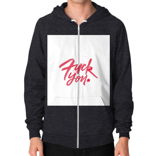 Zip Hoodie (on man) Tri-Blend Black - Fook You!