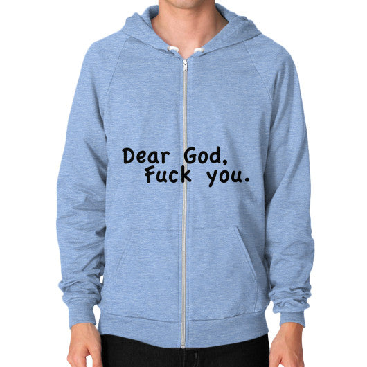 Zip Hoodie (on man) Tri-Blend Blue - Fook You!