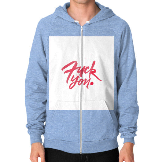 Zip Hoodie (on man) Tri-Blend Blue - Fook You!