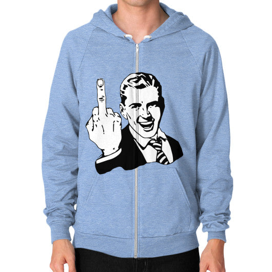 Zip Hoodie (on man) Tri-Blend Blue - Fook You!