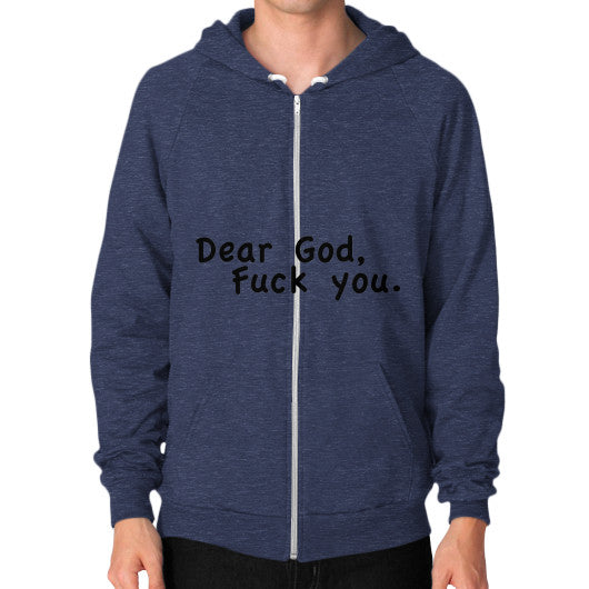 Zip Hoodie (on man) Tri-Blend Navy - Fook You!