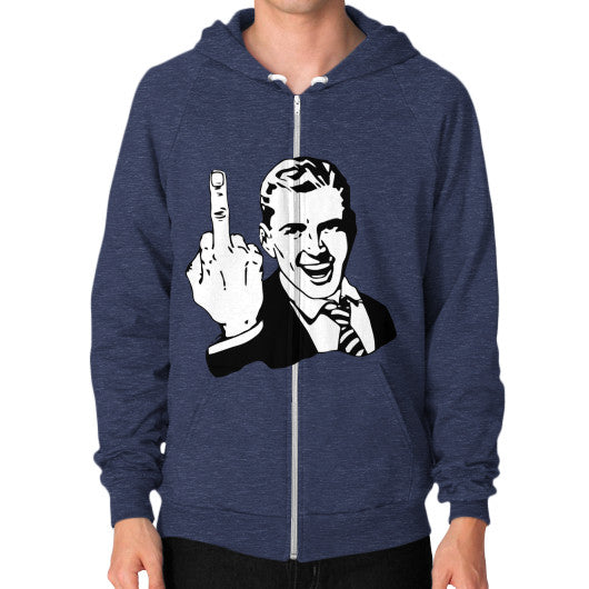 Zip Hoodie (on man) Tri-Blend Navy - Fook You!