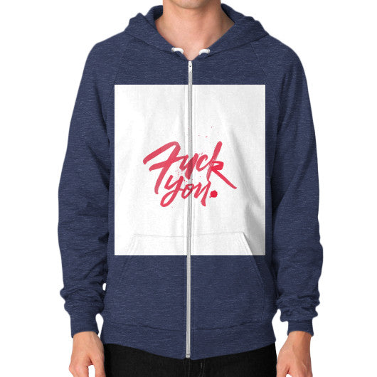 Zip Hoodie (on man) Tri-Blend Navy - Fook You!