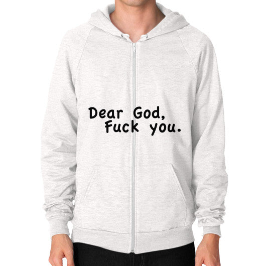 Zip Hoodie (on man) Tri-Blend Oatmeal - Fook You!