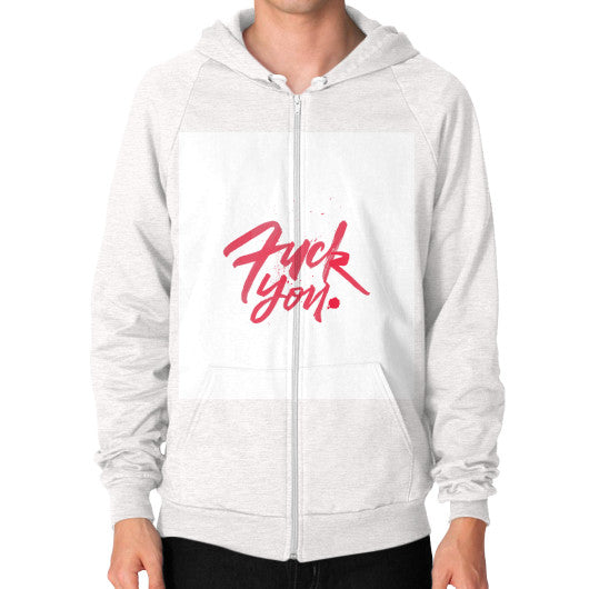 Zip Hoodie (on man) Tri-Blend Oatmeal - Fook You!