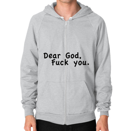 Zip Hoodie (on man) Tri-Blend Silver - Fook You!