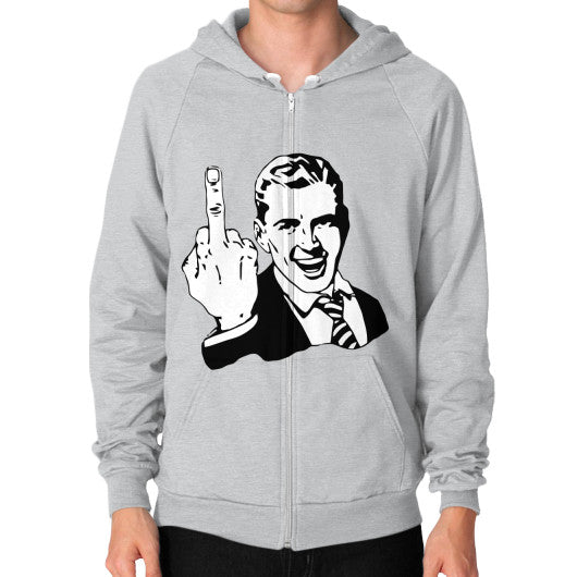 Zip Hoodie (on man) Tri-Blend Silver - Fook You!
