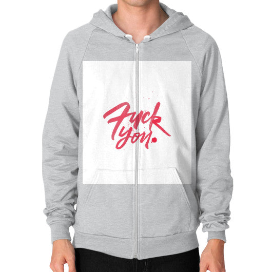 Zip Hoodie (on man) Tri-Blend Silver - Fook You!