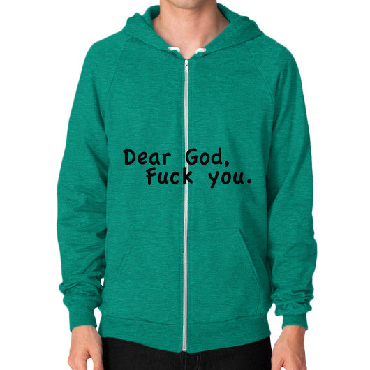 Zip Hoodie (on man) Tri-Blend Vintage Green - Fook You!