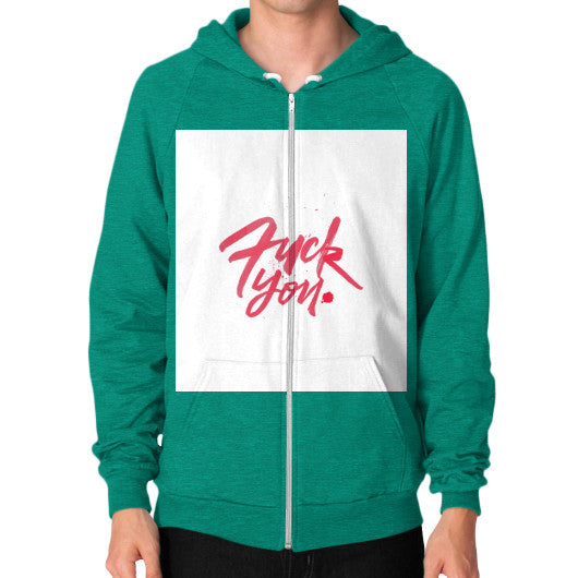 Zip Hoodie (on man) Tri-Blend Vintage Green - Fook You!