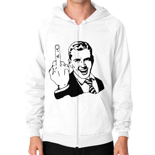 Zip Hoodie (on man) White - Fook You!