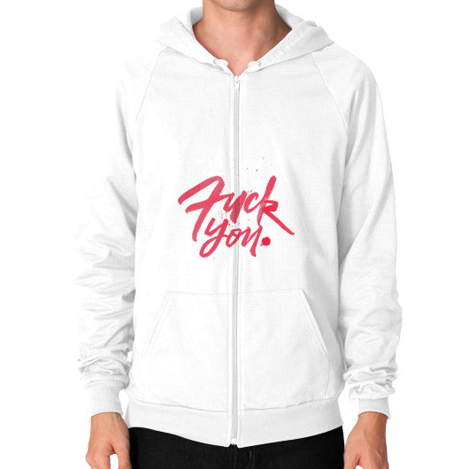 Zip Hoodie (on man) White - Fook You!