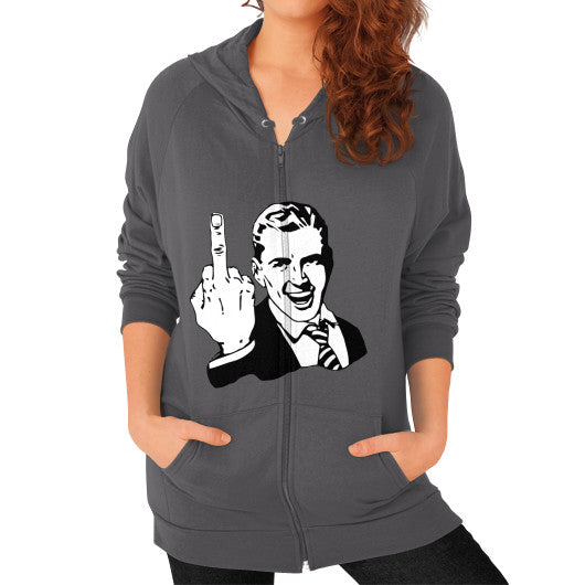 Zip Hoodie (on woman) Asphalt - Fook You!
