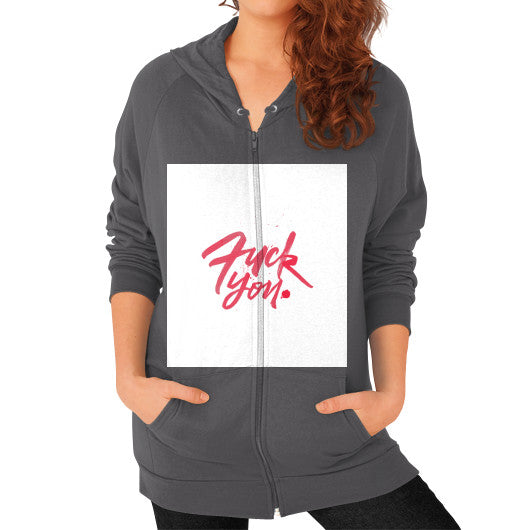 Zip Hoodie (on woman) Asphalt - Fook You!