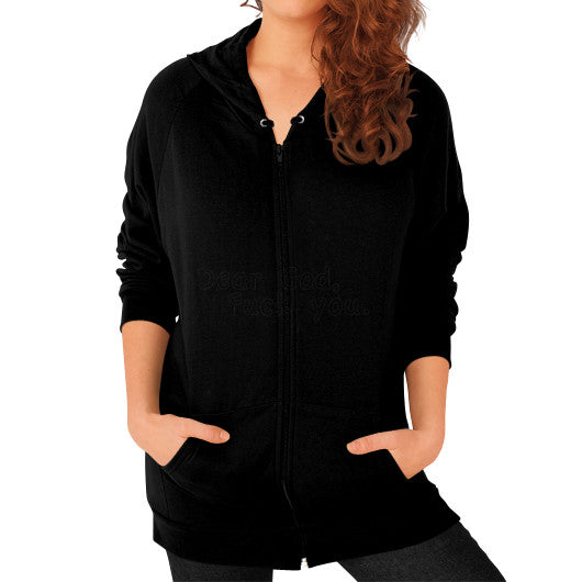 Zip Hoodie (on woman) Black - Fook You!