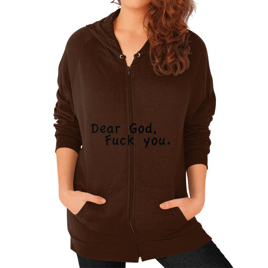 Zip Hoodie (on woman) Brown - Fook You!
