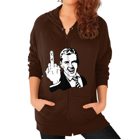 Zip Hoodie (on woman) Brown - Fook You!