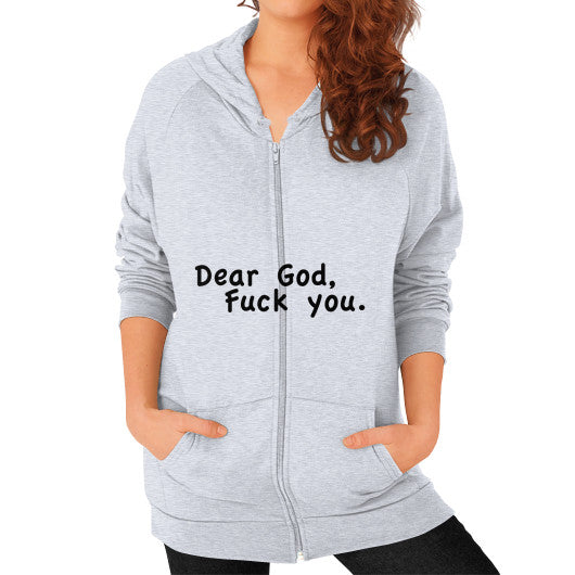 Zip Hoodie (on woman) Heather grey - Fook You!