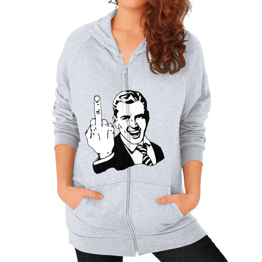 Zip Hoodie (on woman) Heather grey - Fook You!