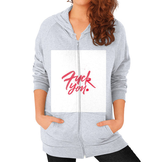 Zip Hoodie (on woman) Heather grey - Fook You!