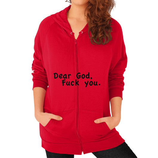 Zip Hoodie (on woman) Red - Fook You!
