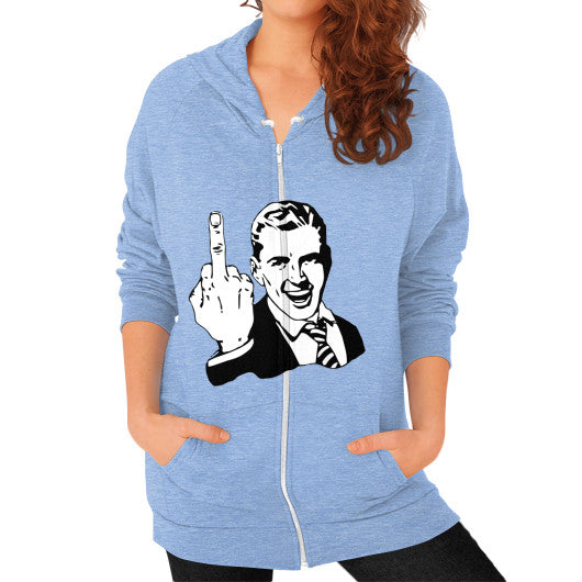 Zip Hoodie (on woman) Tri-Blend Blue - Fook You!