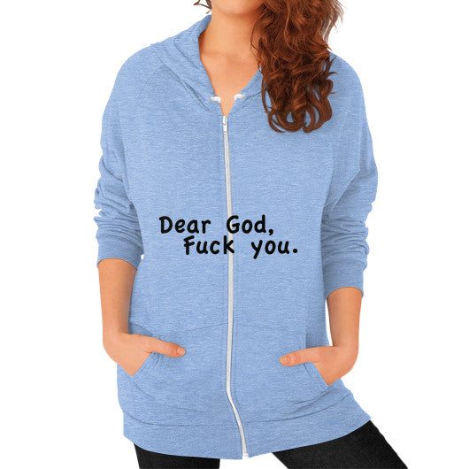 Zip Hoodie (on woman) Tri-Blend Blue - Fook You!