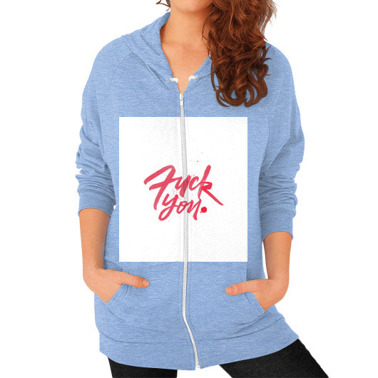 Zip Hoodie (on woman) Tri-Blend Blue - Fook You!