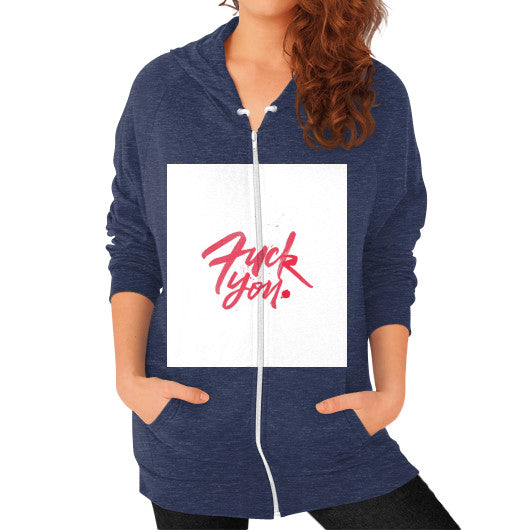 Zip Hoodie (on woman) Tri-Blend Navy - Fook You!