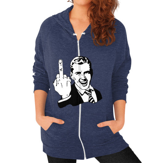 Zip Hoodie (on woman) Tri-Blend Navy - Fook You!