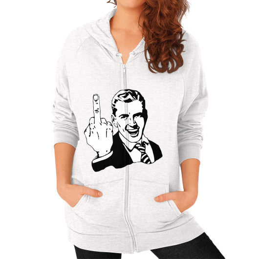 Zip Hoodie (on woman) Tri-Blend Oatmeal - Fook You!