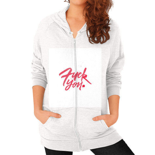 Zip Hoodie (on woman) Tri-Blend Oatmeal - Fook You!