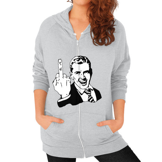 Zip Hoodie (on woman) Tri-Blend Silver - Fook You!