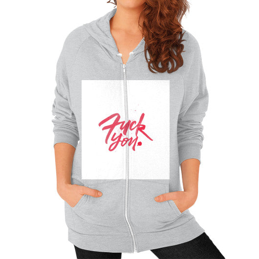 Zip Hoodie (on woman) Tri-Blend Silver - Fook You!