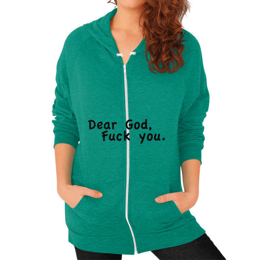 Zip Hoodie (on woman) Tri-Blend Vintage Green - Fook You!