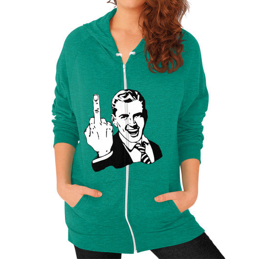 Zip Hoodie (on woman) Tri-Blend Vintage Green - Fook You!